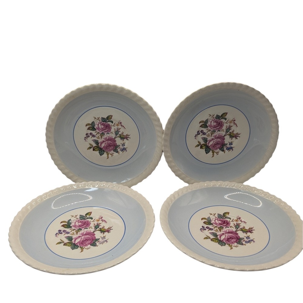 Johnson Brothers Saucerers Old‎ English Rose JB21 Windsor Ware Blue Set of Four